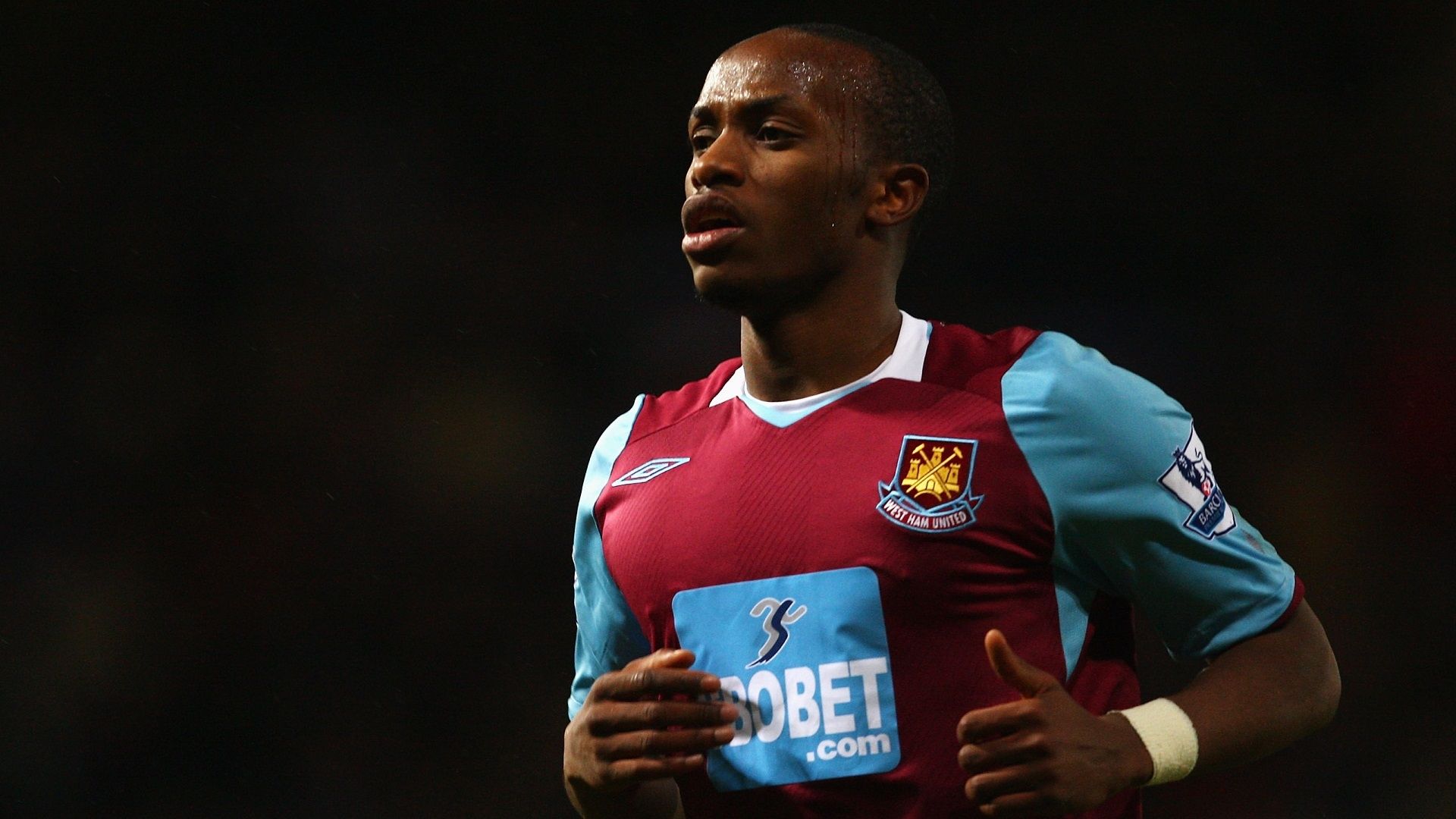 Savio Nsereko of West Ham United looks on during the Barclays Premier League match between West Ham United and Manchester United at Upton Park on February 8, 2009