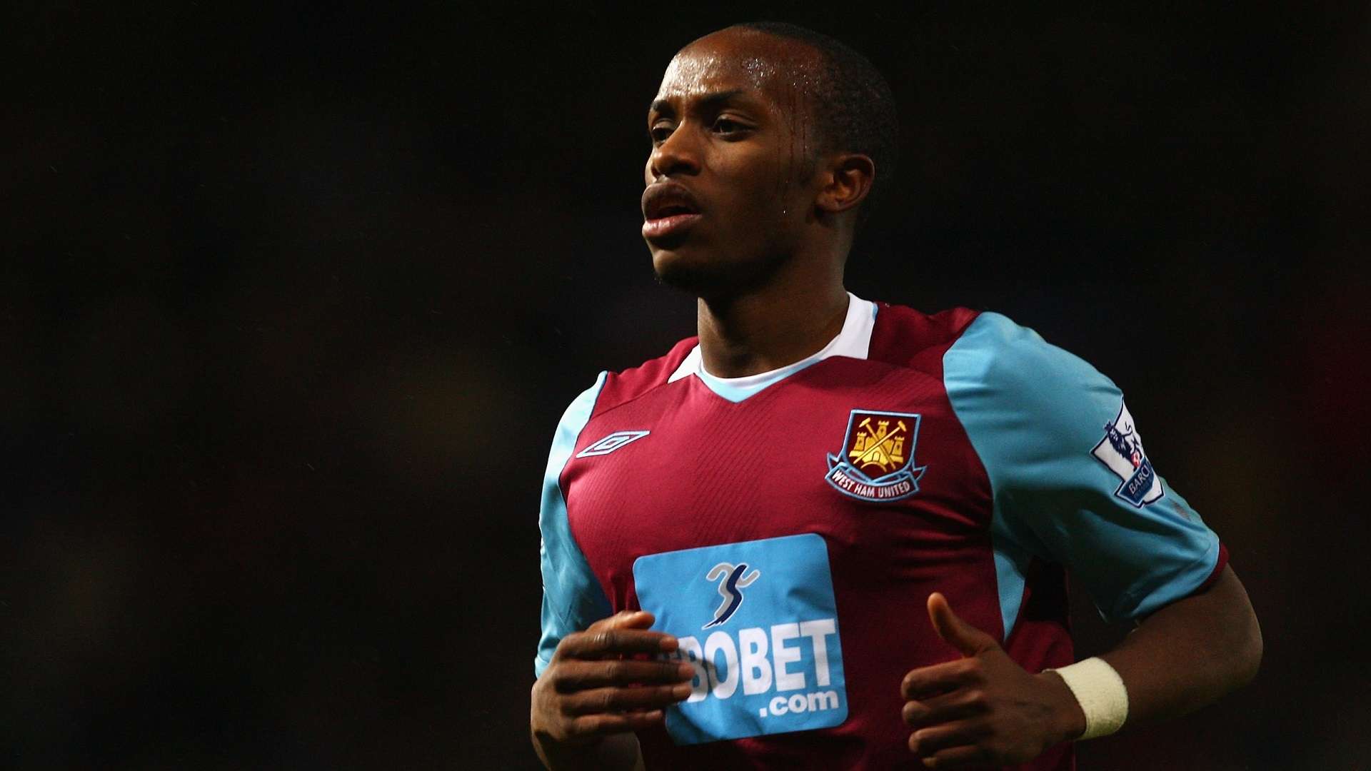 Savio Nsereko of West Ham United looks on during the Barclays Premier League match between West Ham United and Manchester United at Upton Park on February 8, 2009