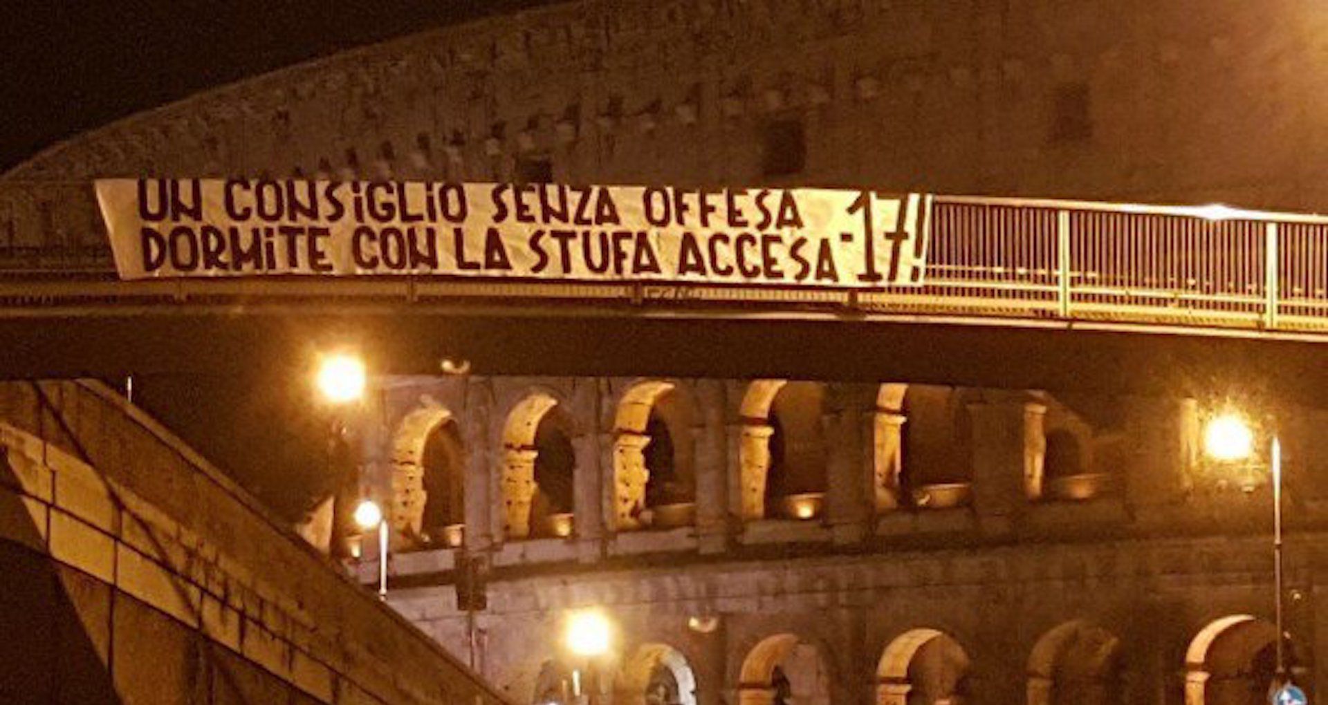 Striscione tifosi Roma