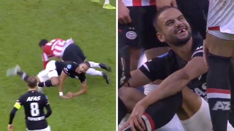 Pantelis Hatzidiakos AZ Alkmaar loses his teeth