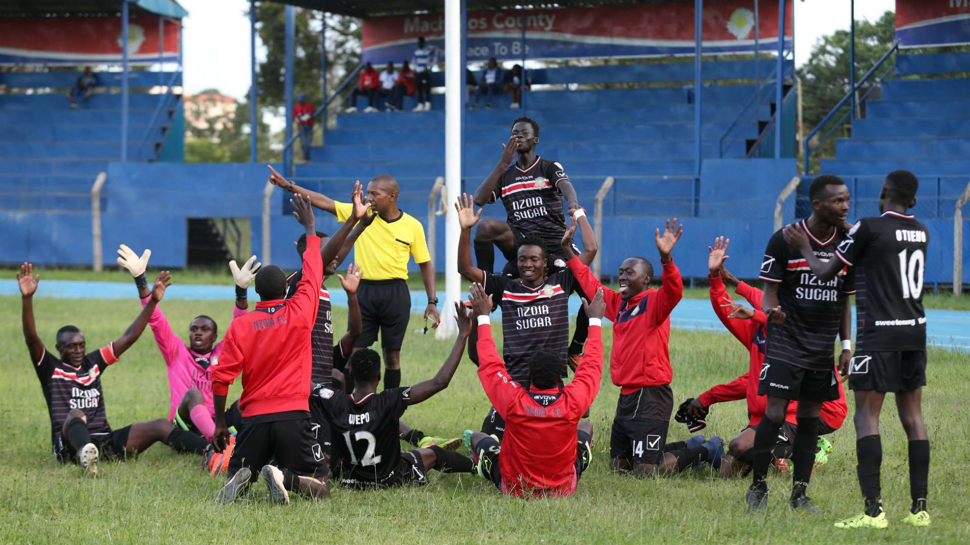 Nzoia Sugar players celebrate after draw.