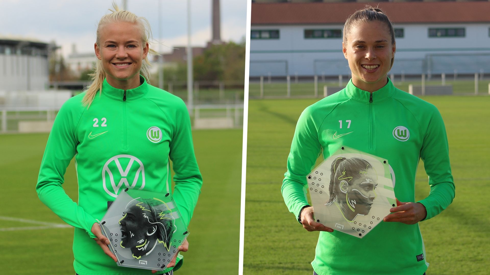 Ewa Pajor Pernille Harder Wolfsburg Goal 50 composite