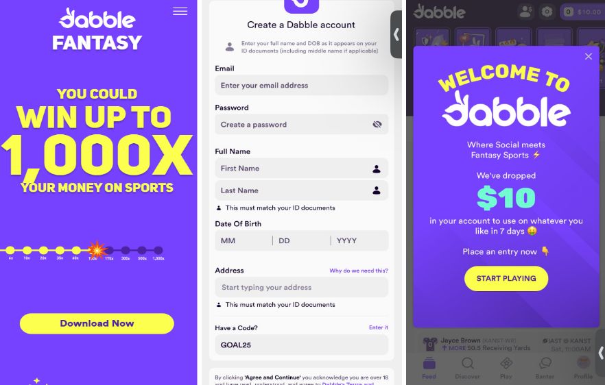 dabble fantasy sign up