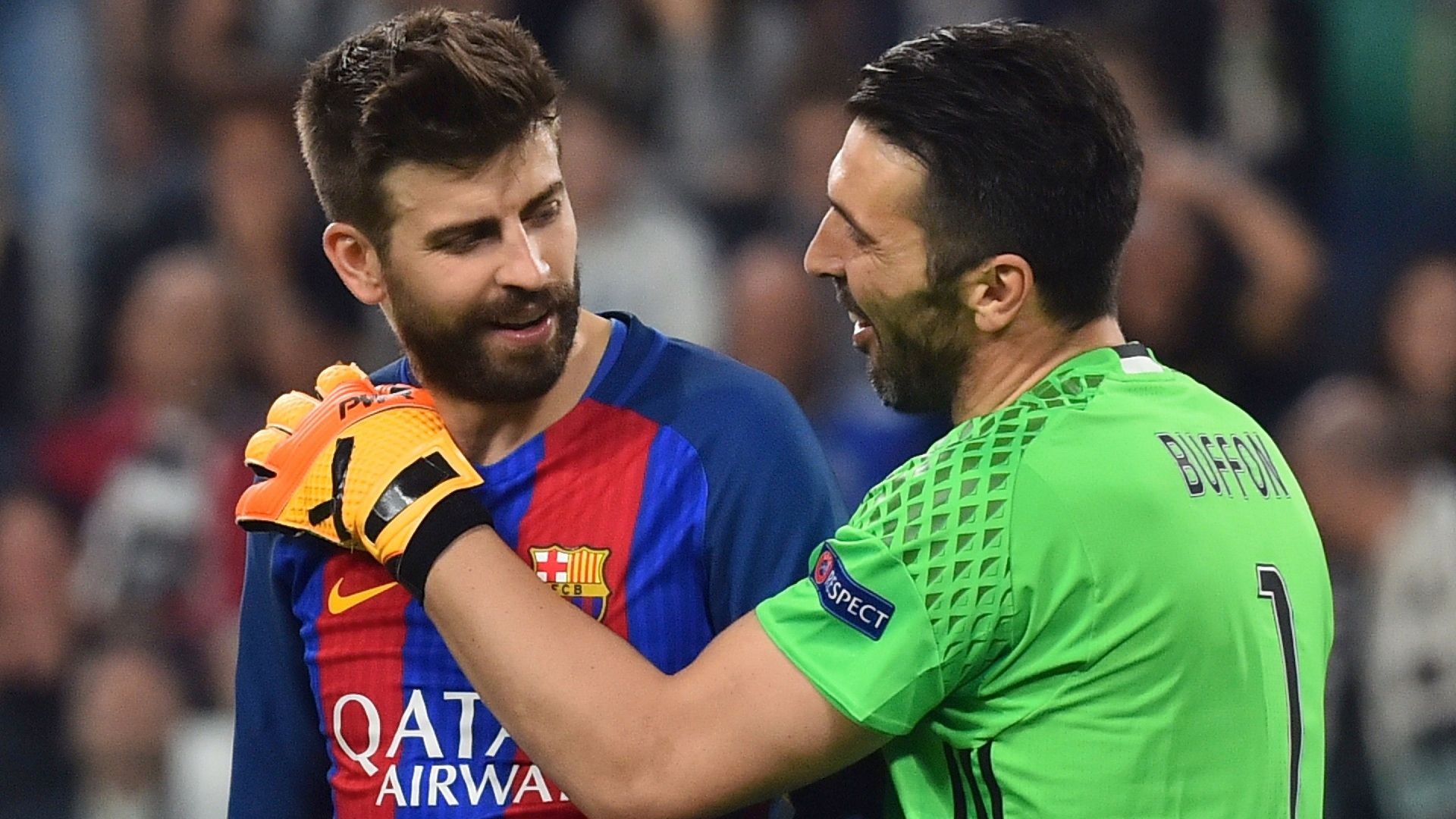 Gerard Pique Gianluigi Buffon Juventus Barcelona UCL 11042017