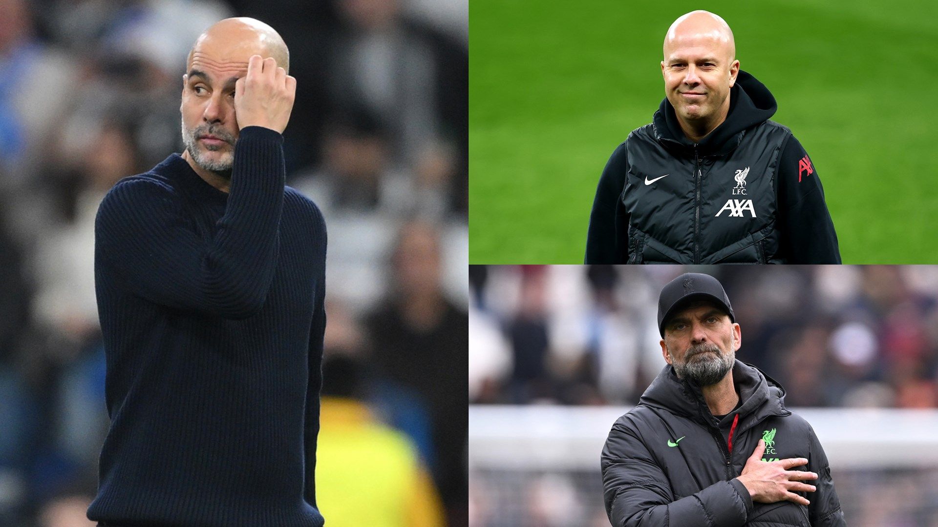 Pep Guardiola Arne Slot Jurgen Klopp