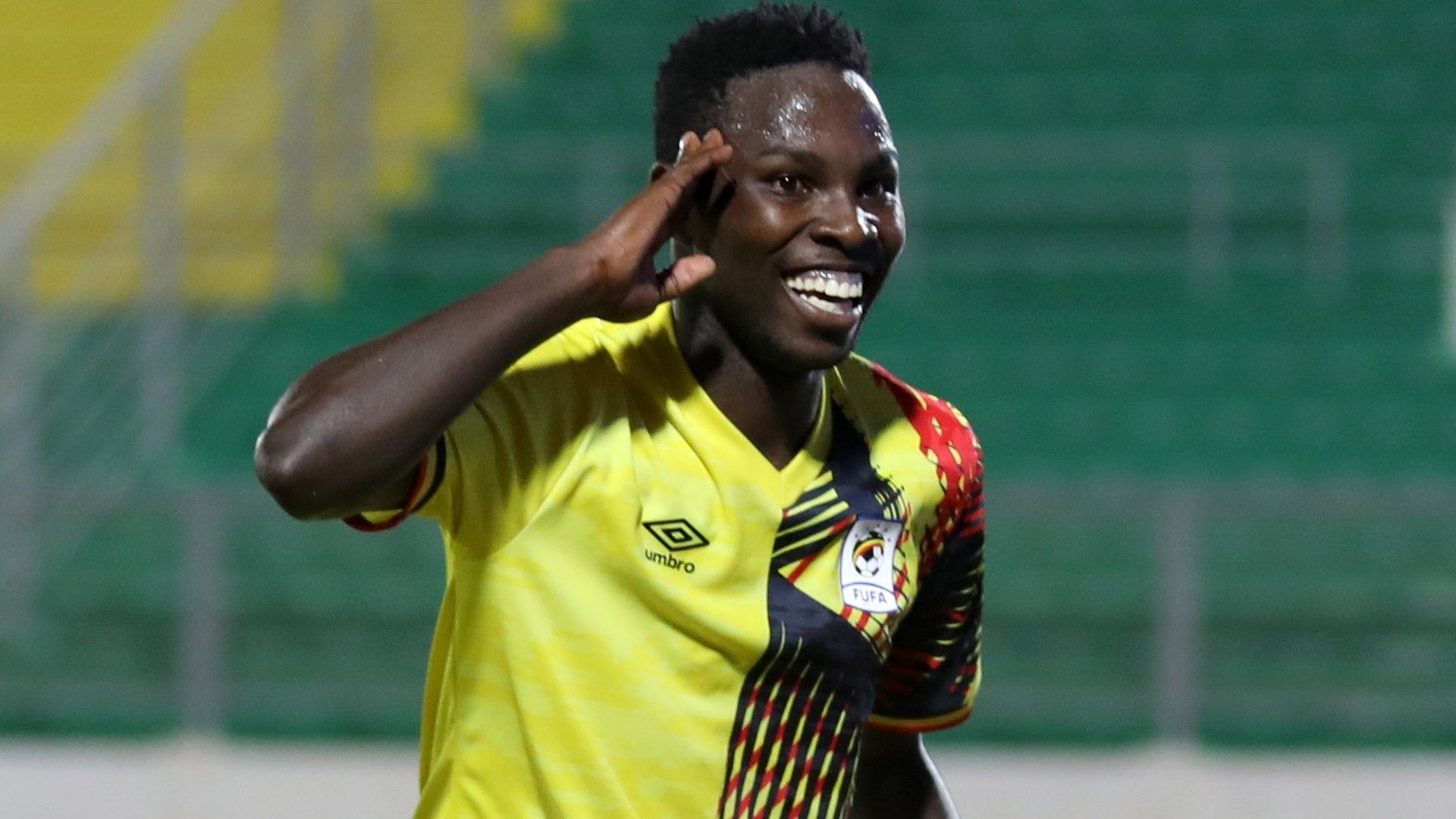 Derrick Kakooza of Uganda celebrates goal during the 2021 CAF U20 Afcon.