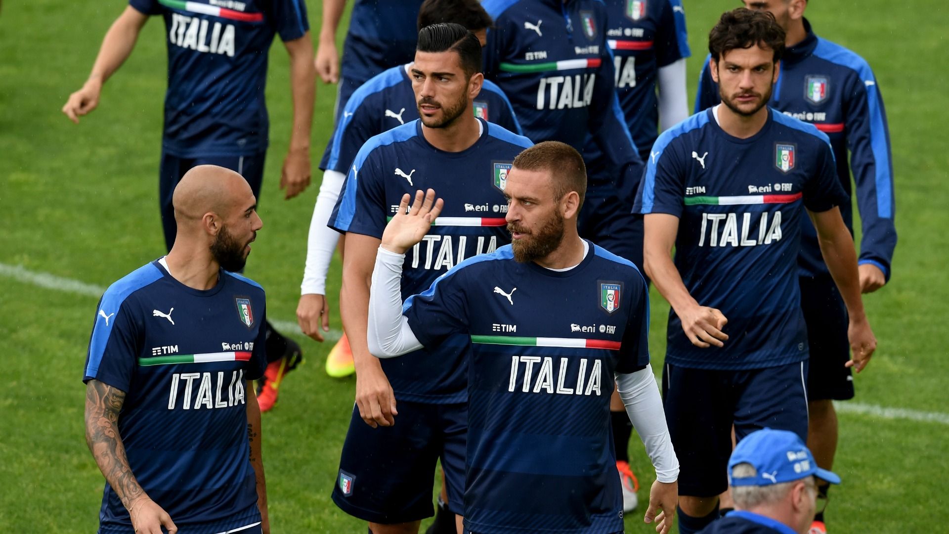Italy training session Simone Zaza Daniele De Rossi Marco Parolo Graziano Pellè