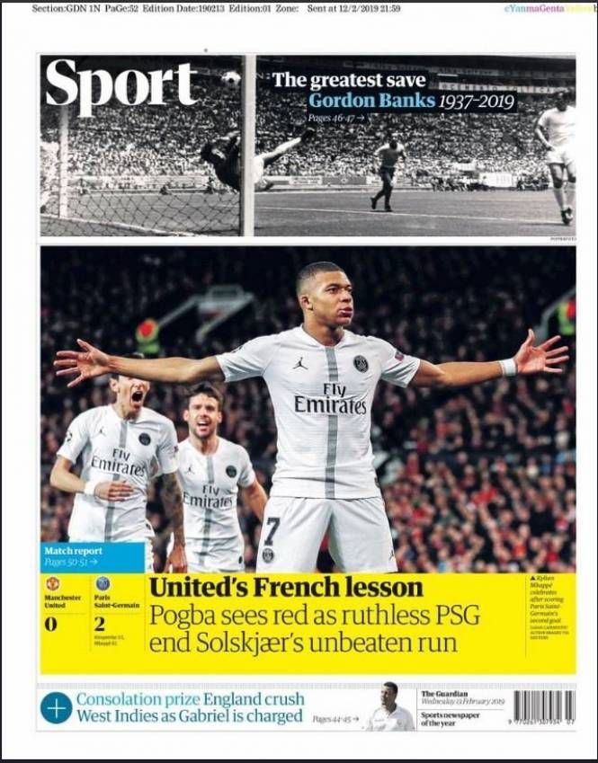 Une Guardian Sports 13/02/19