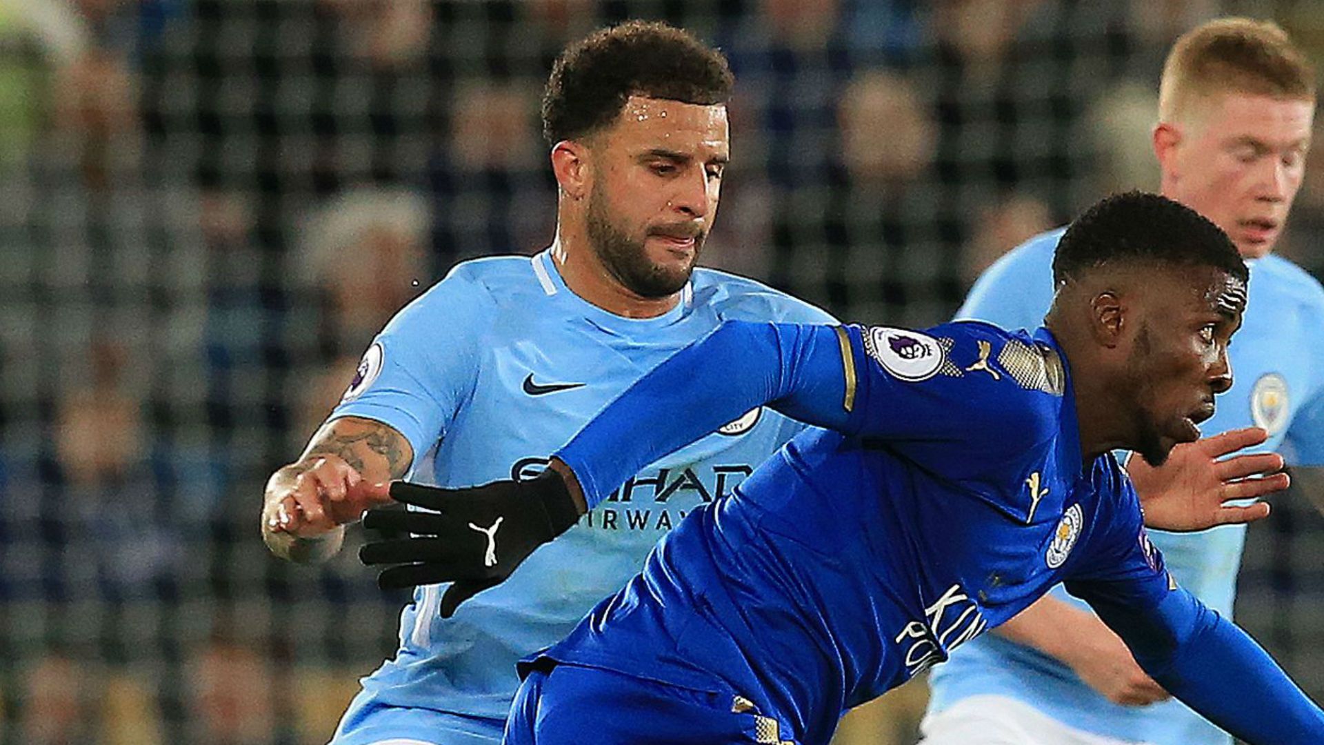Kyle Walker Kelechi Iheanacho Manchester City Leicester