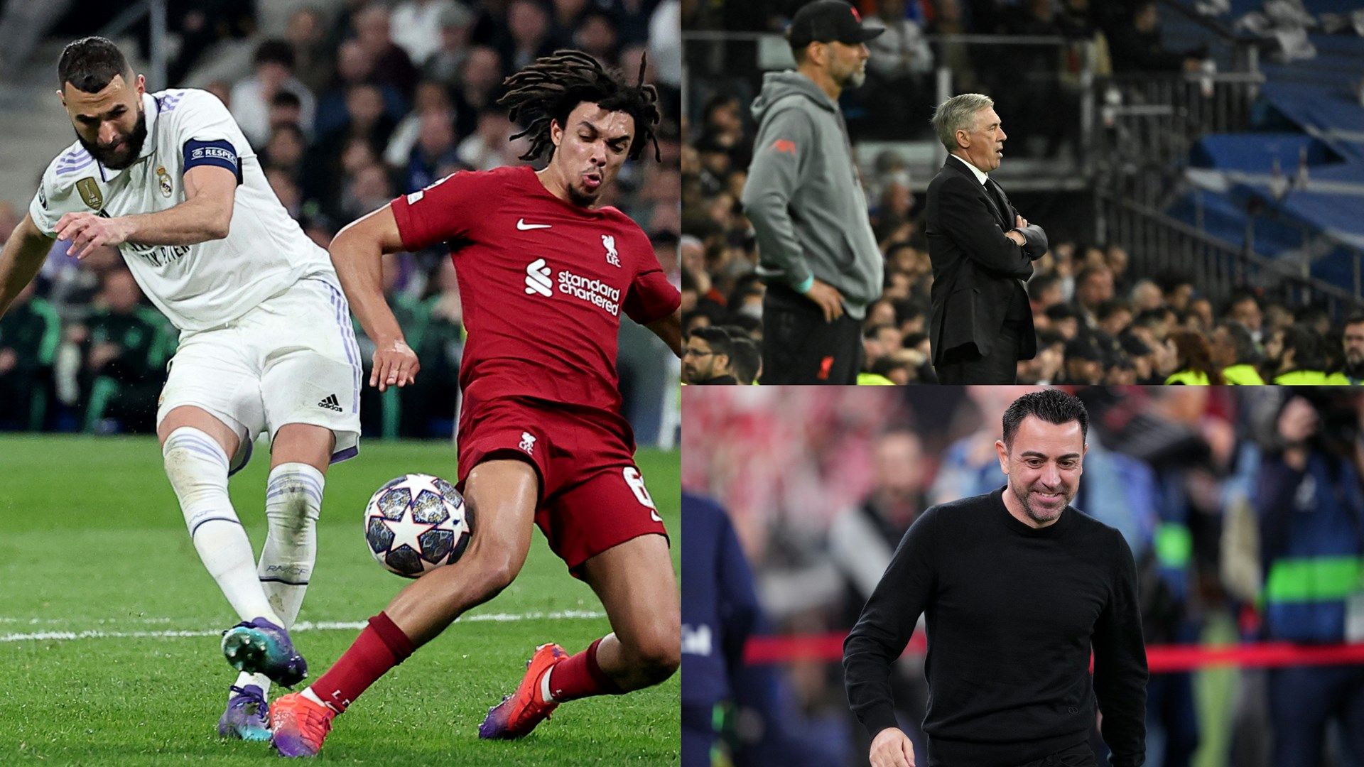 Real Madrid Vs. Liverpool, Jurgen Klopp, Carlo Ancelotti, Xavi GFX