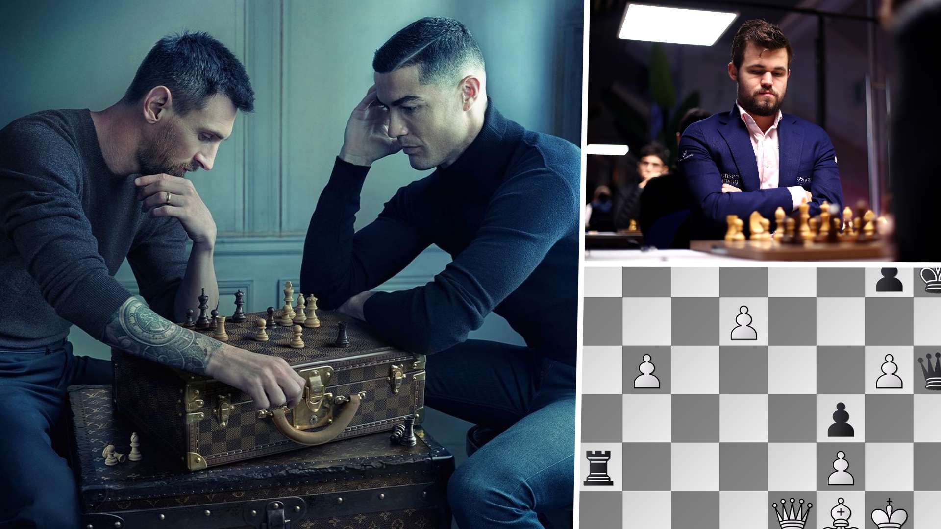 Cristiano Ronaldo, Lionel Messi, Magnus Carlsen