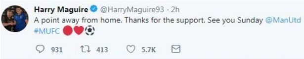 Maguire Twitter after AZ Alkmaar Match