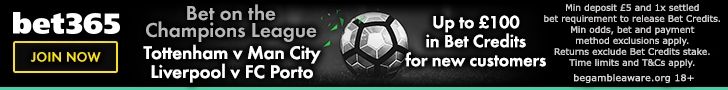 bet365 banner new customer offer UCL quarter finals