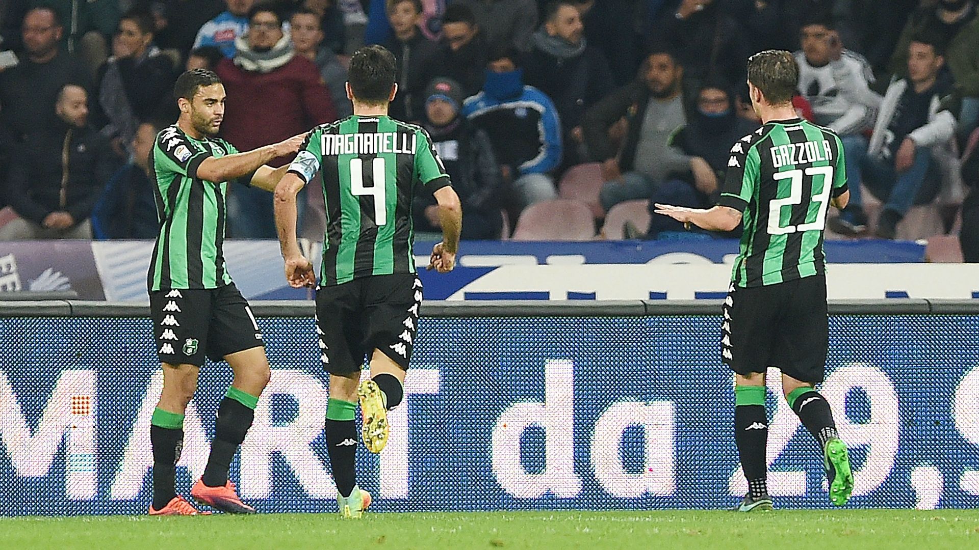 Sassuolo celebrating Sassuolo Napoli Serie A 29112016
