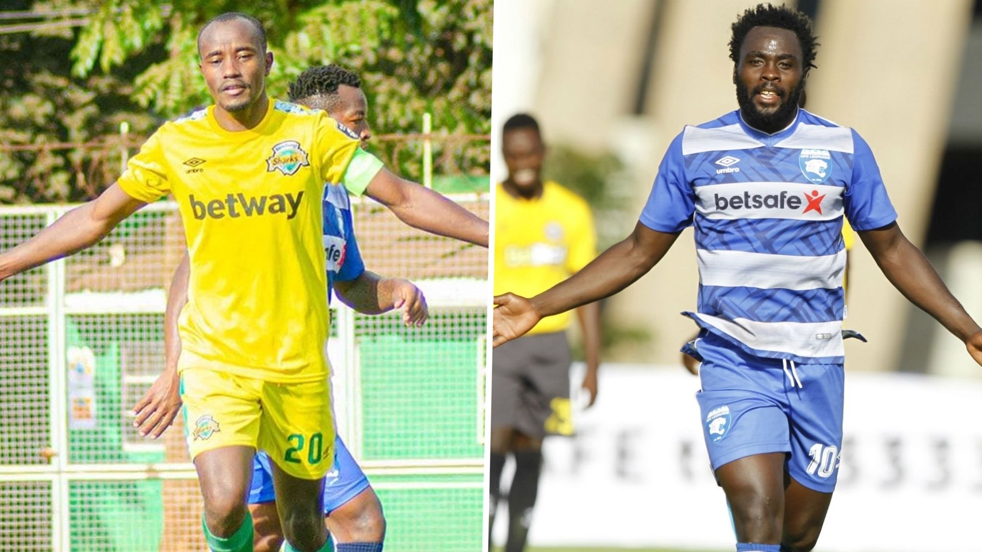 Erick Kapito of Kariobangi Sharks vs Elvis Rupia of AFC Leopards.