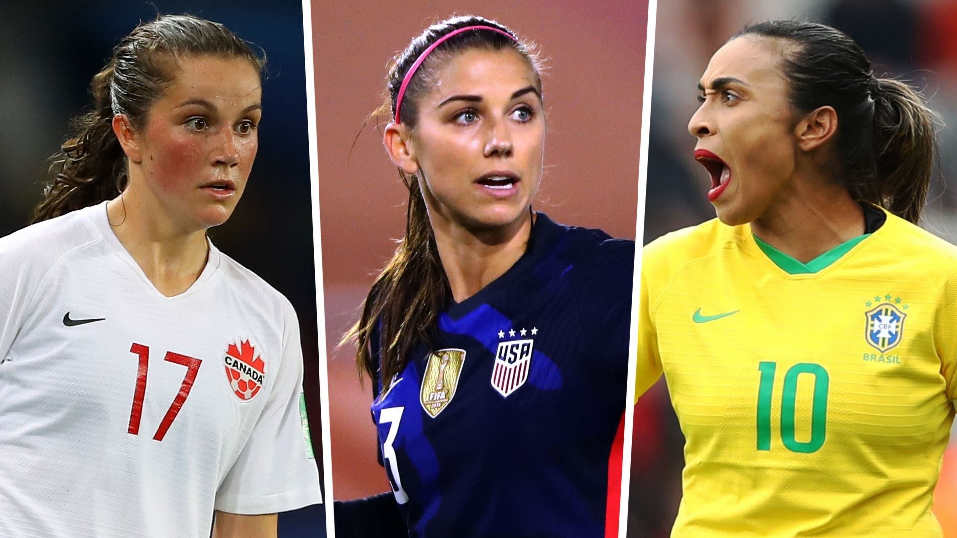 Jessie Fleming Alex Morgan Marta Canada USWNT Brazil women split