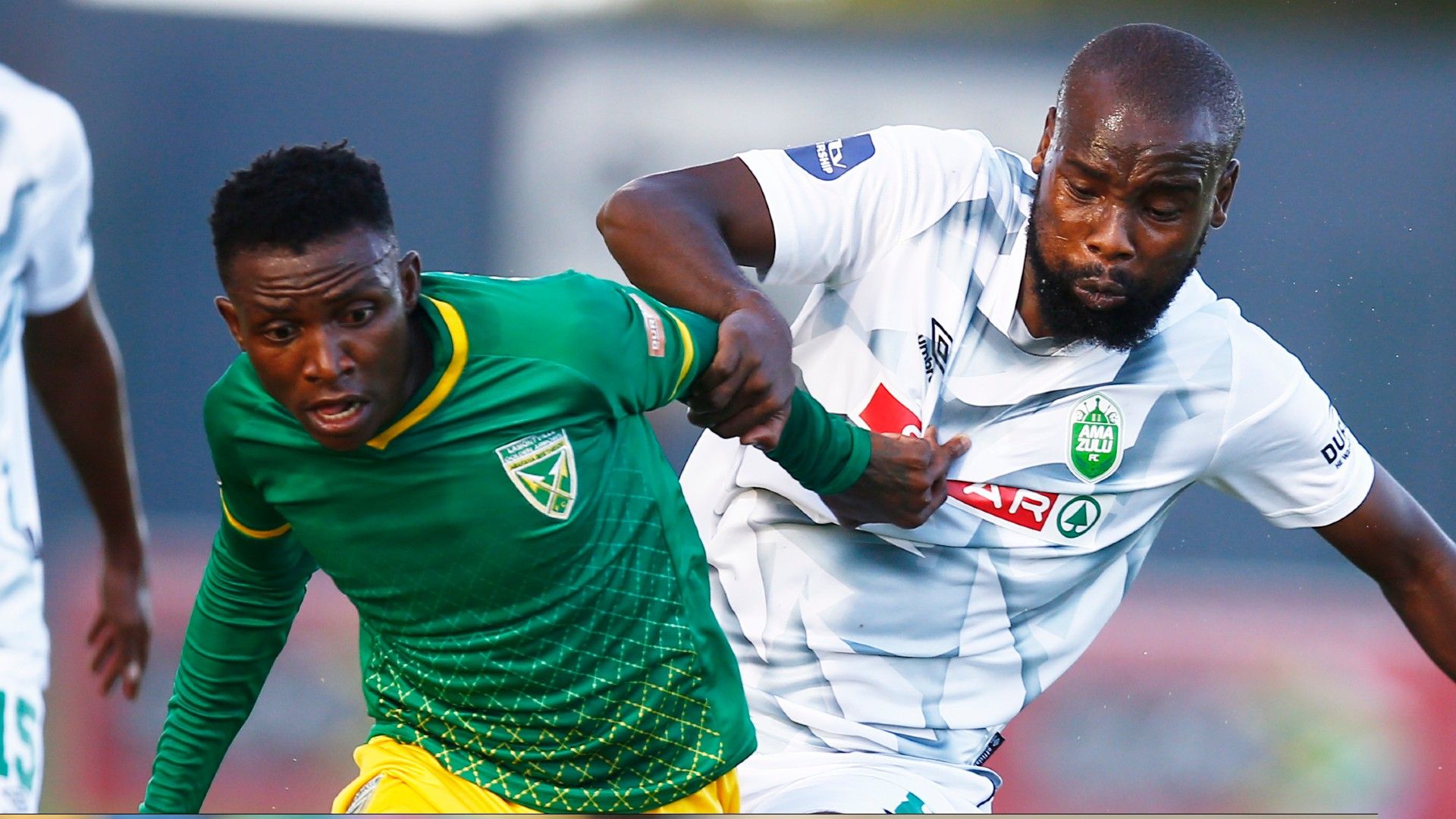 Ntsako Makhubela of Golden Arrows and Makhehleni Makhaula of AmaZulu, April 2021