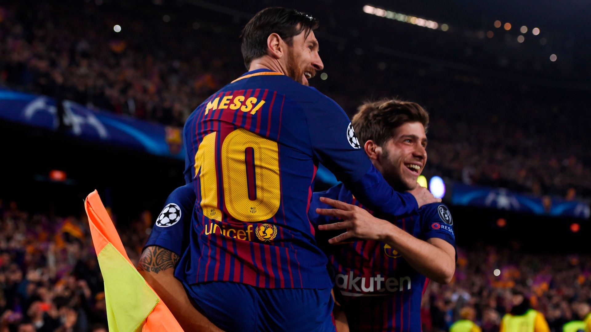 Lionel Messi Sergi Roberto Barcelona 2017-18