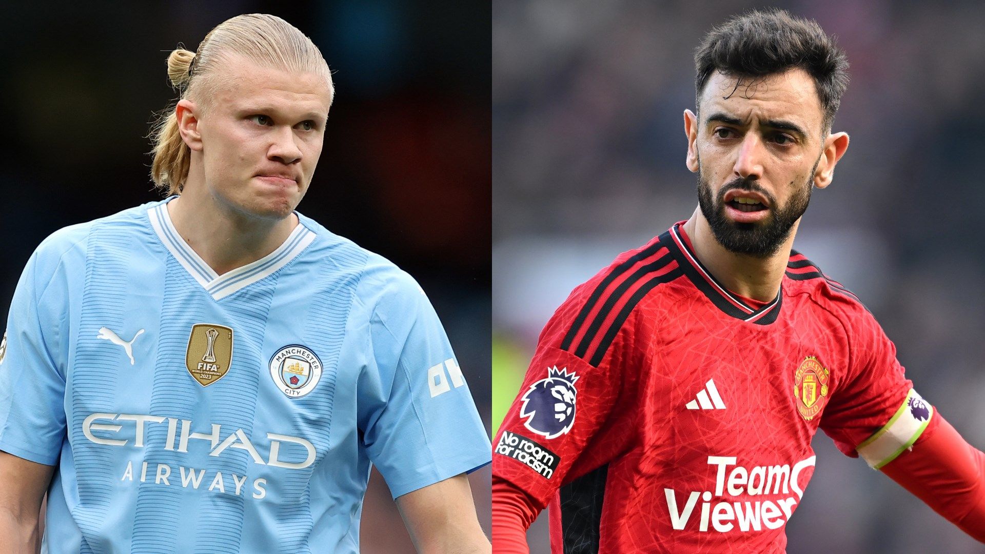 Erling Haaland Bruno Fernandes Man City Man Utd