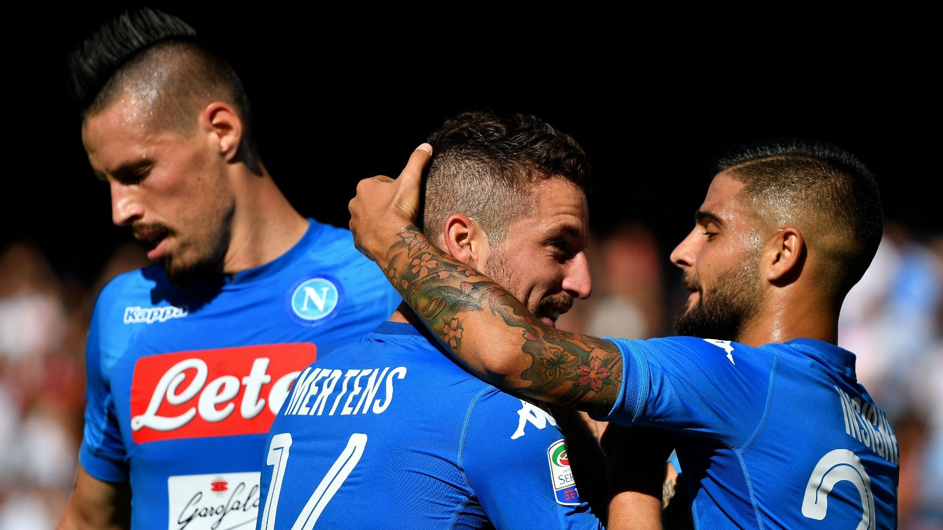 Marek Hamsik Dries Mertens Lorenzo Insigne Napoli Benevento Serie A 09172017