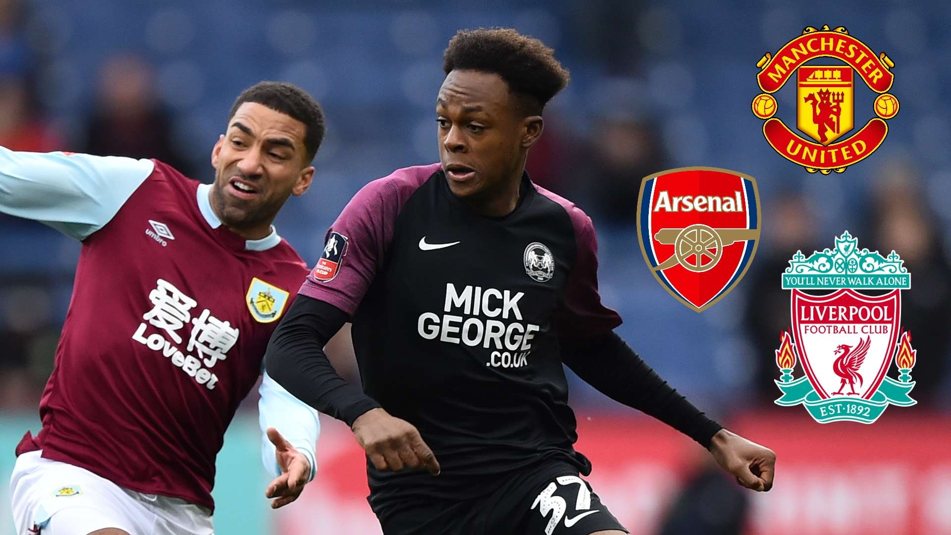 Ricky-Jade Jones, Peterborough 2019-20, Arsenal, Man Utd, Liverpool badges