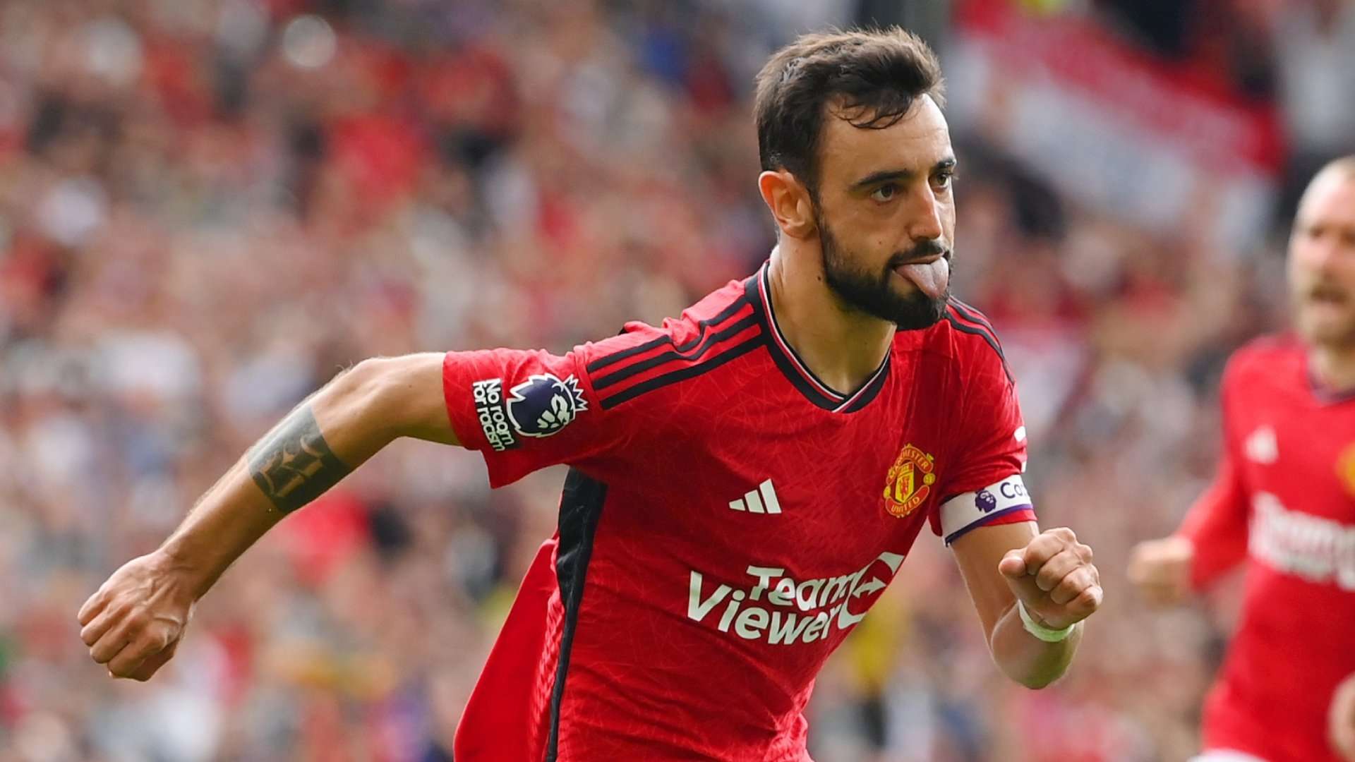 Bruno Fernandes celebrates Manchester United 2023-24