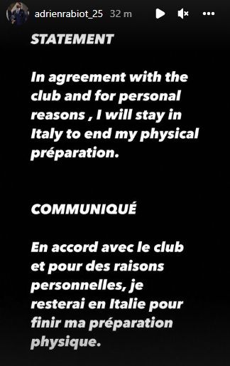 Rabiot Instagram Story