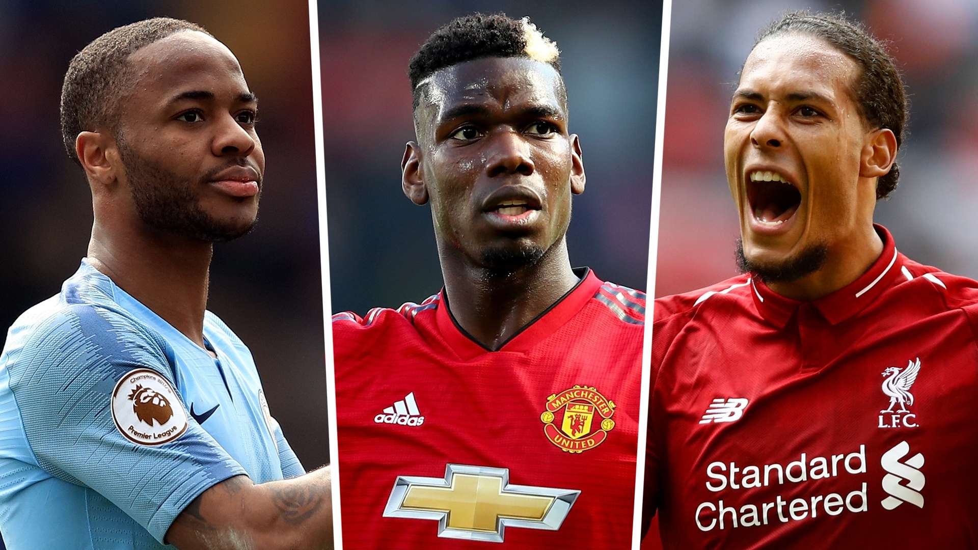 Raheem Sterling Paul Pogba Virgil van Dijk PFA Team of the Year