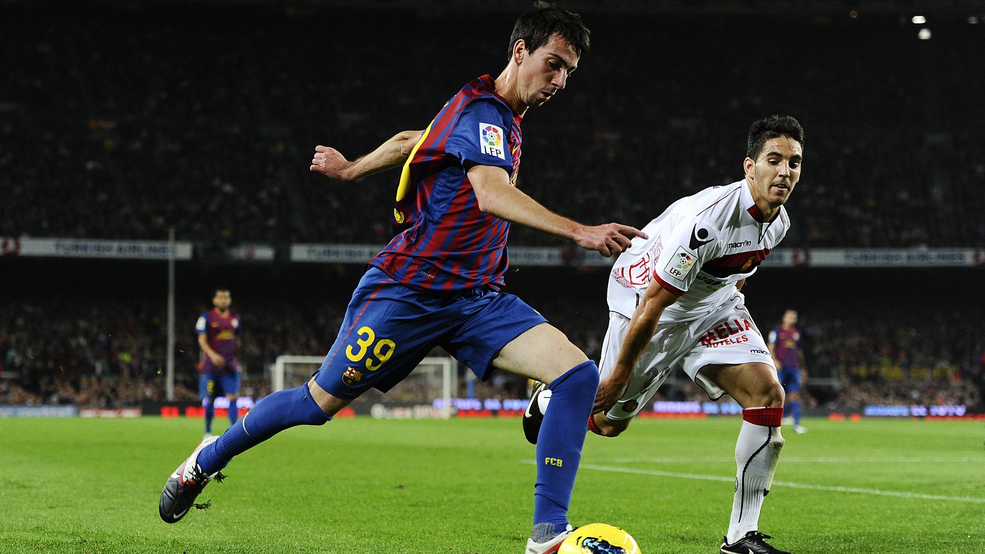 Isaac Cuenca FC Barcelona Pedro Bigas RCD Mallorca Primera Division 10292011