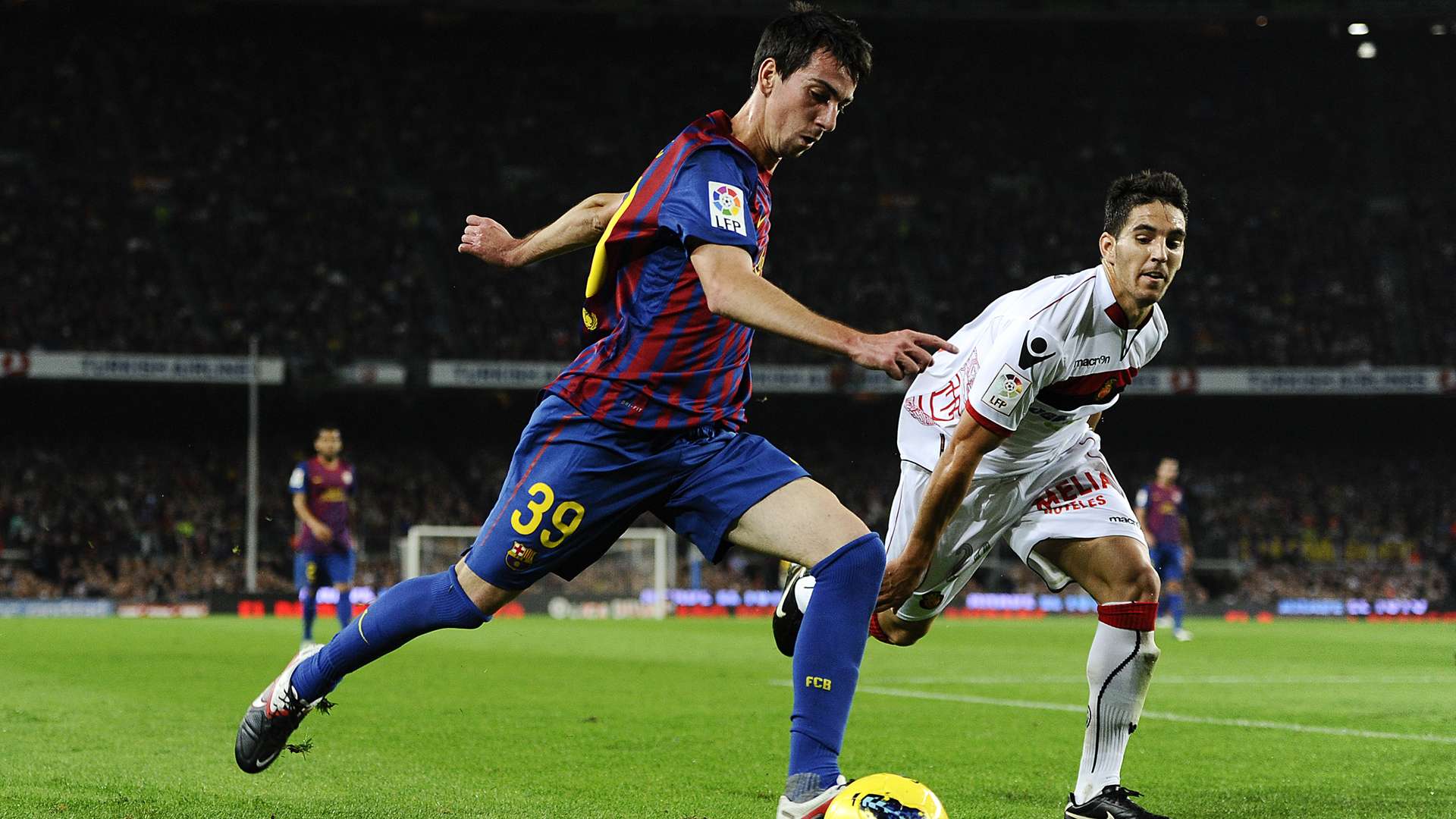 Isaac Cuenca FC Barcelona Pedro Bigas RCD Mallorca Primera Division 10292011