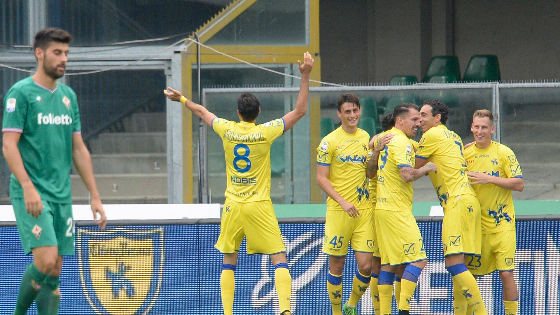 Chievo celebrating Chievo Fiorentina Serie A