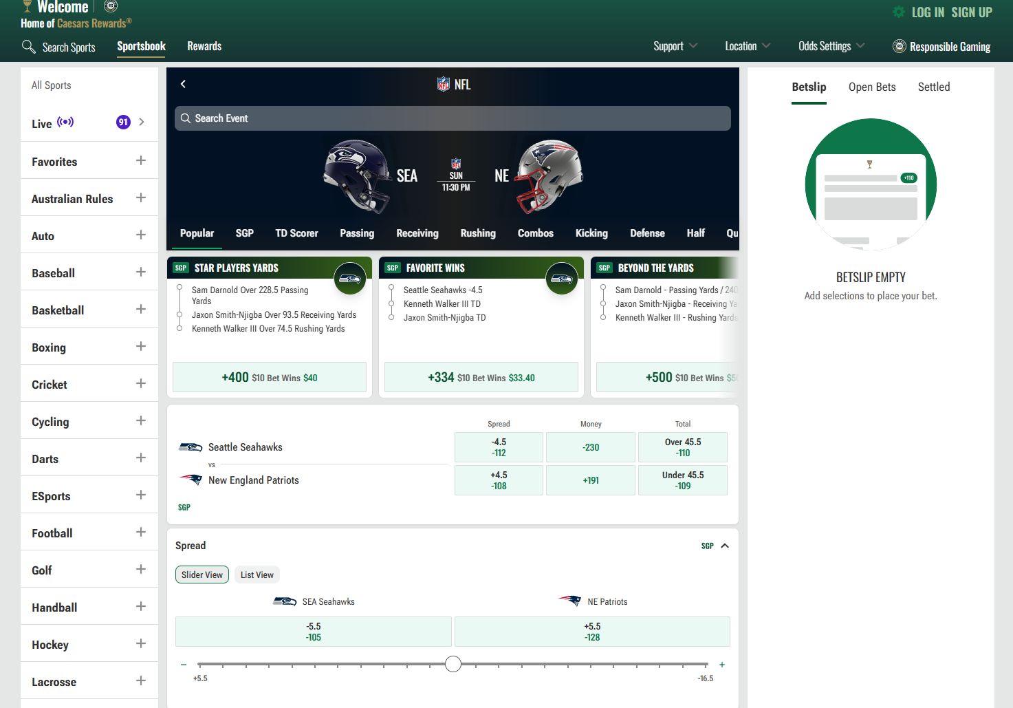 caesars super bowl betting site