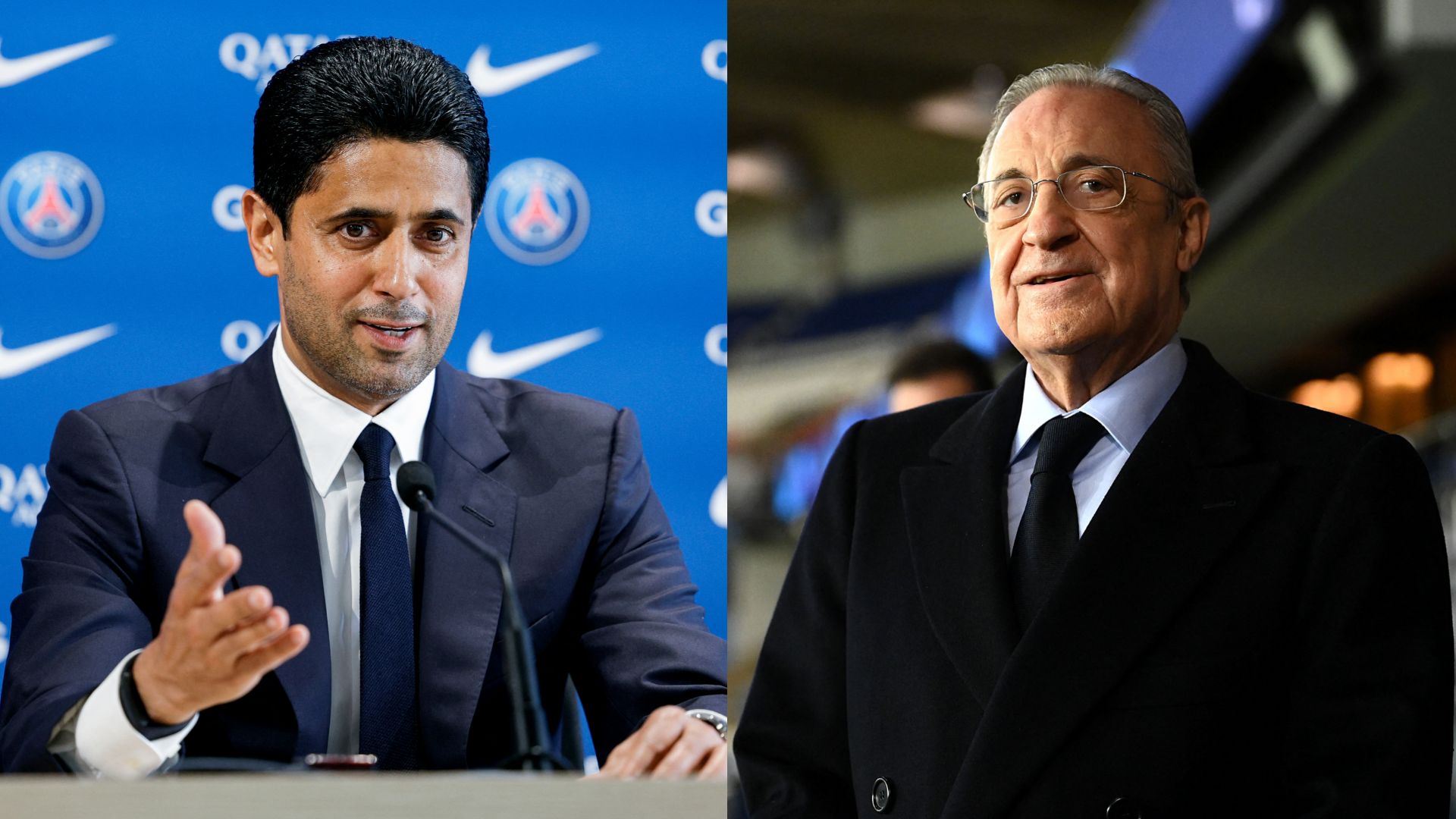Shots fired from PSG! Real Madrid chief Florentino Perez mocked by club  president Nasser Al-Khelaifi after he highlights 'strange' detail in  European Super League video | Goal.com