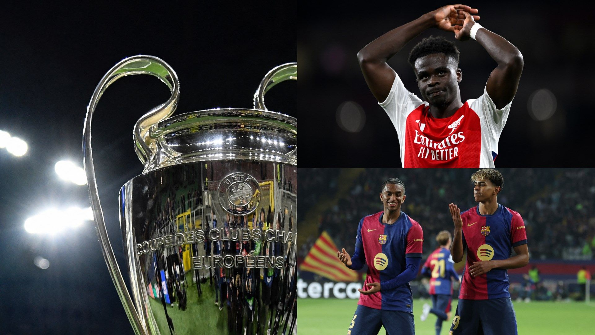 Champions League trophy Bukayo Saka Lamine Yamal