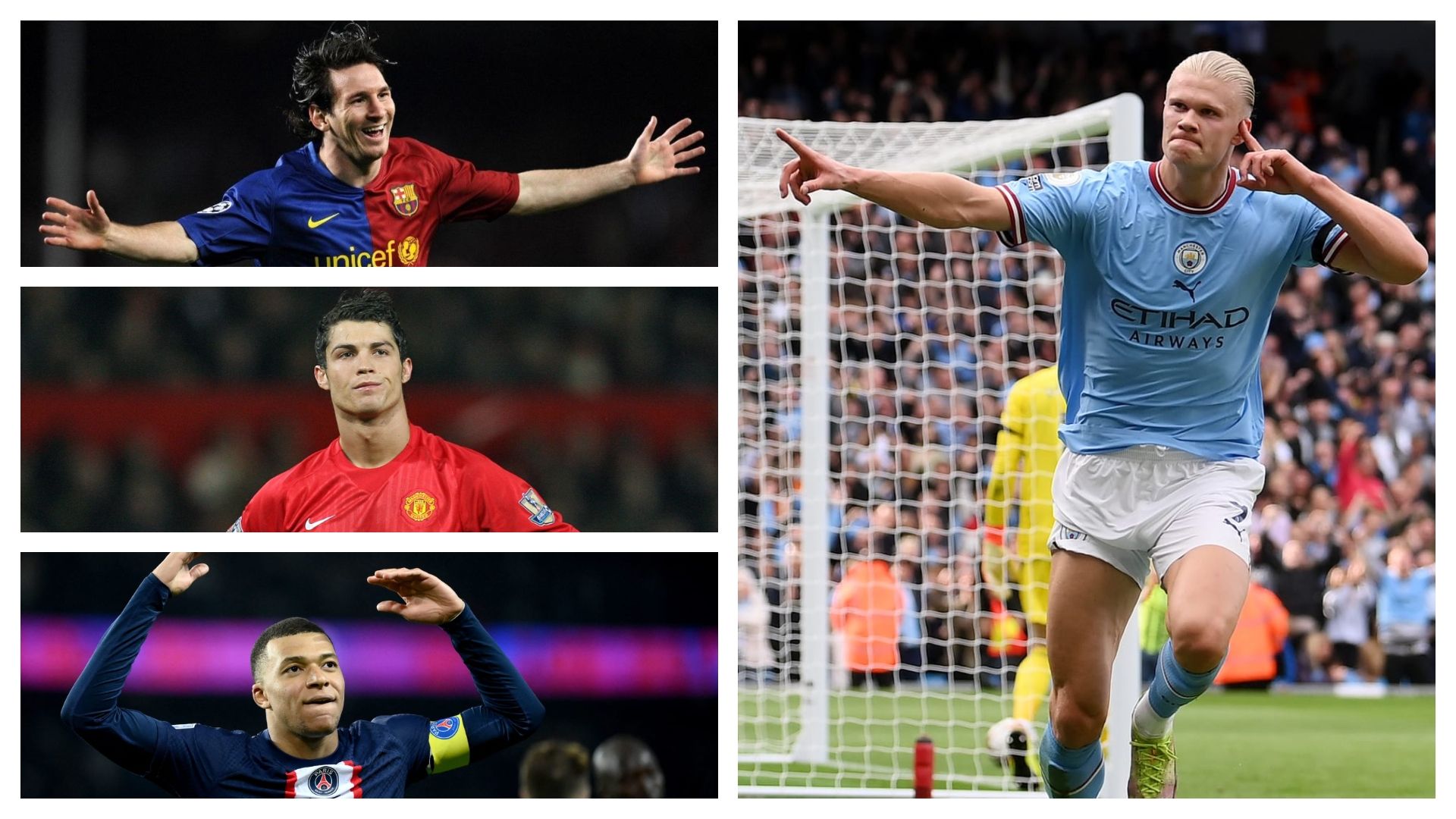 Erling Haaland - Lionel Messi - Cristiano Ronaldo - Cristiano Ronaldo