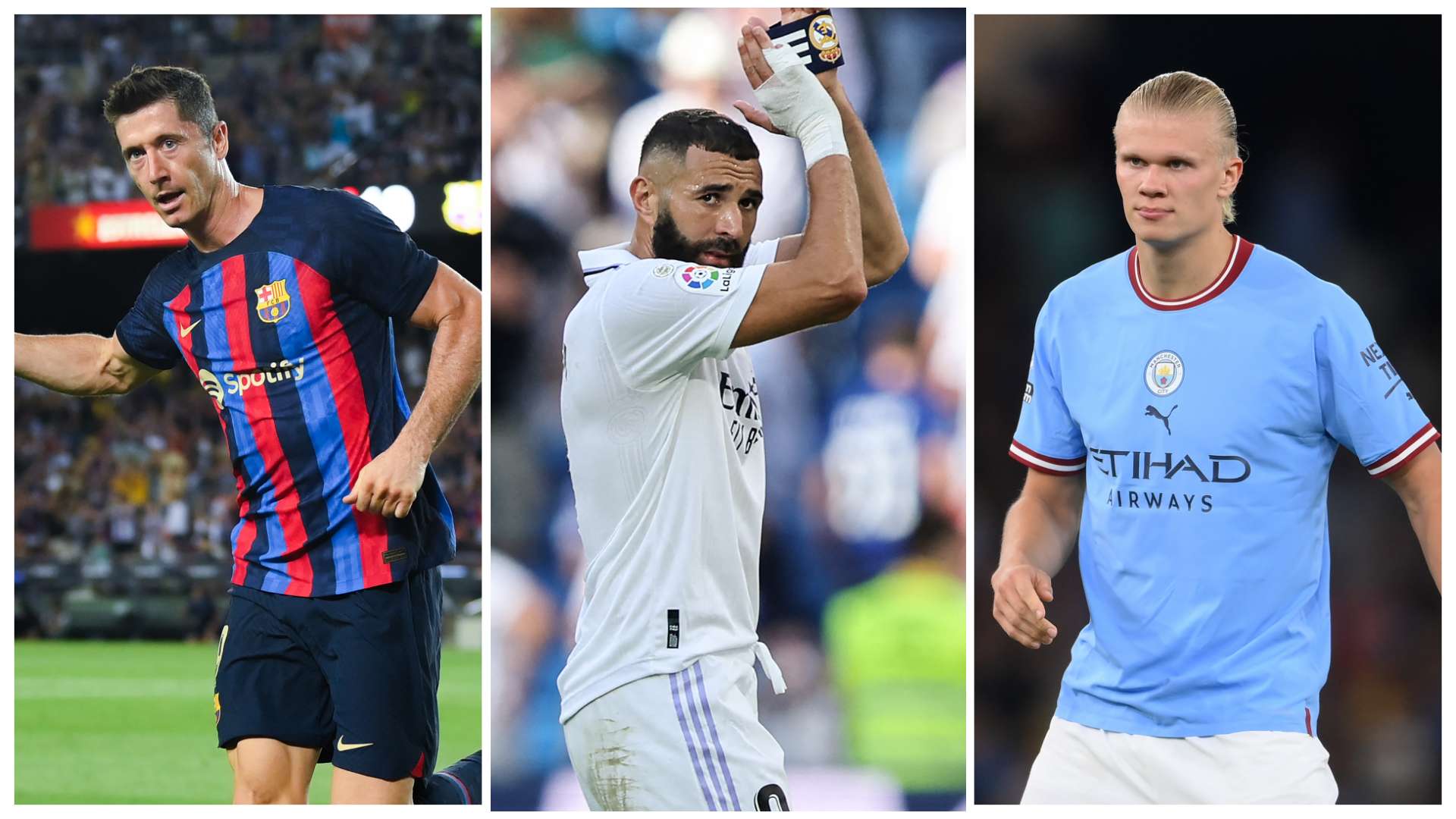 Lewandowski Barcelona Benzema Real Madrid Haaland Manchester City
