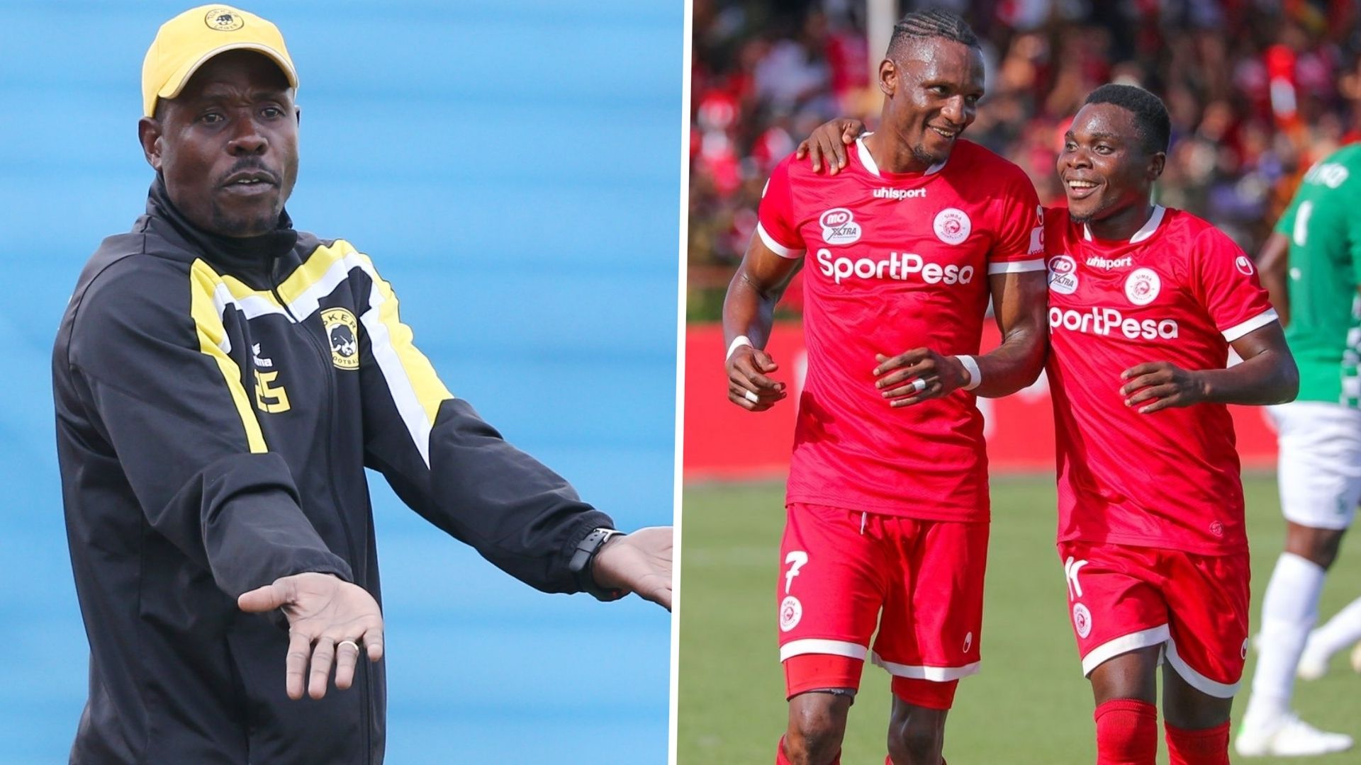 Simba players Francis Baraza and Luis Miquissone and Chris Mugalu.