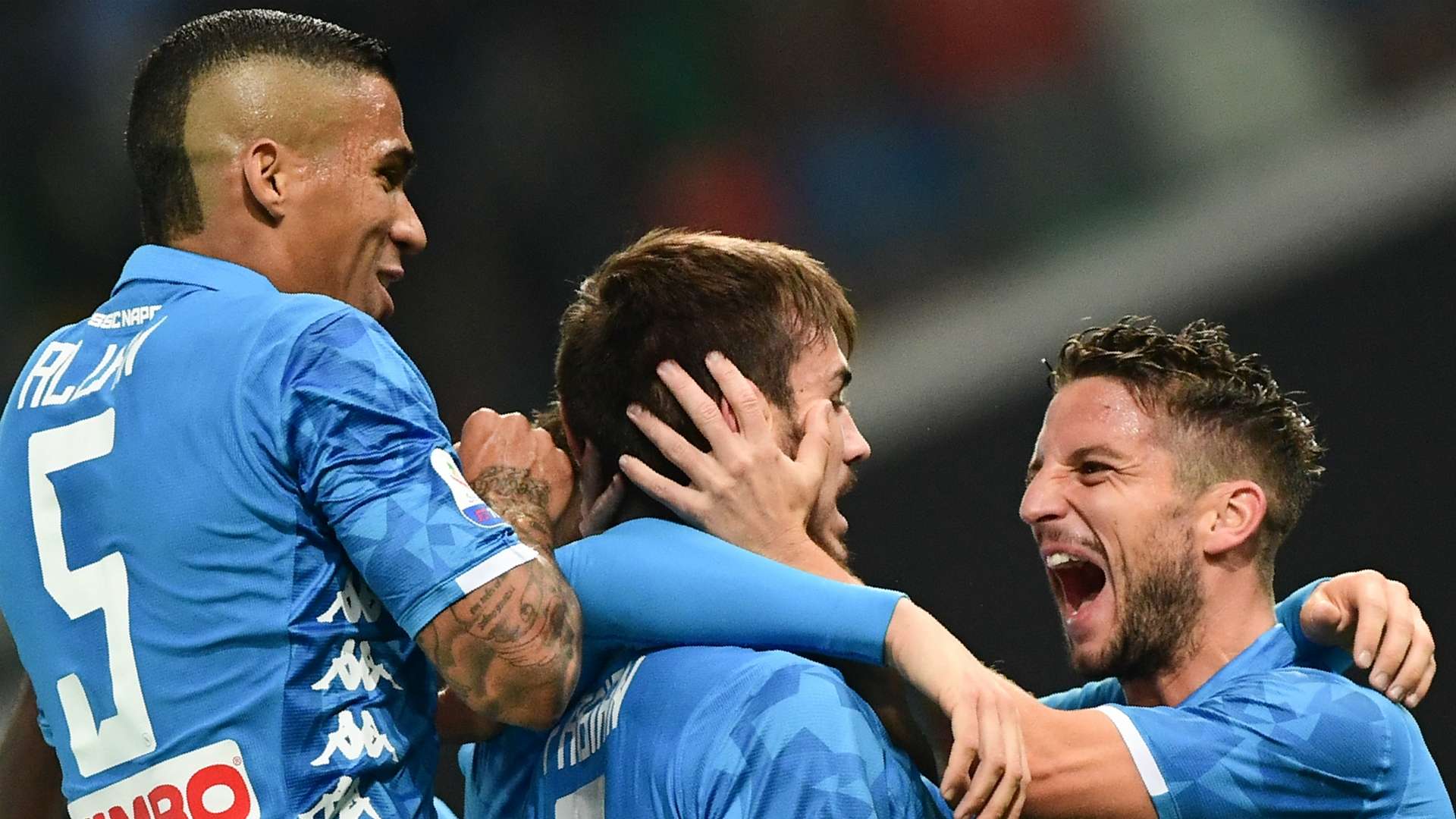 Napoli celebrating Udinese Napoli Serie A