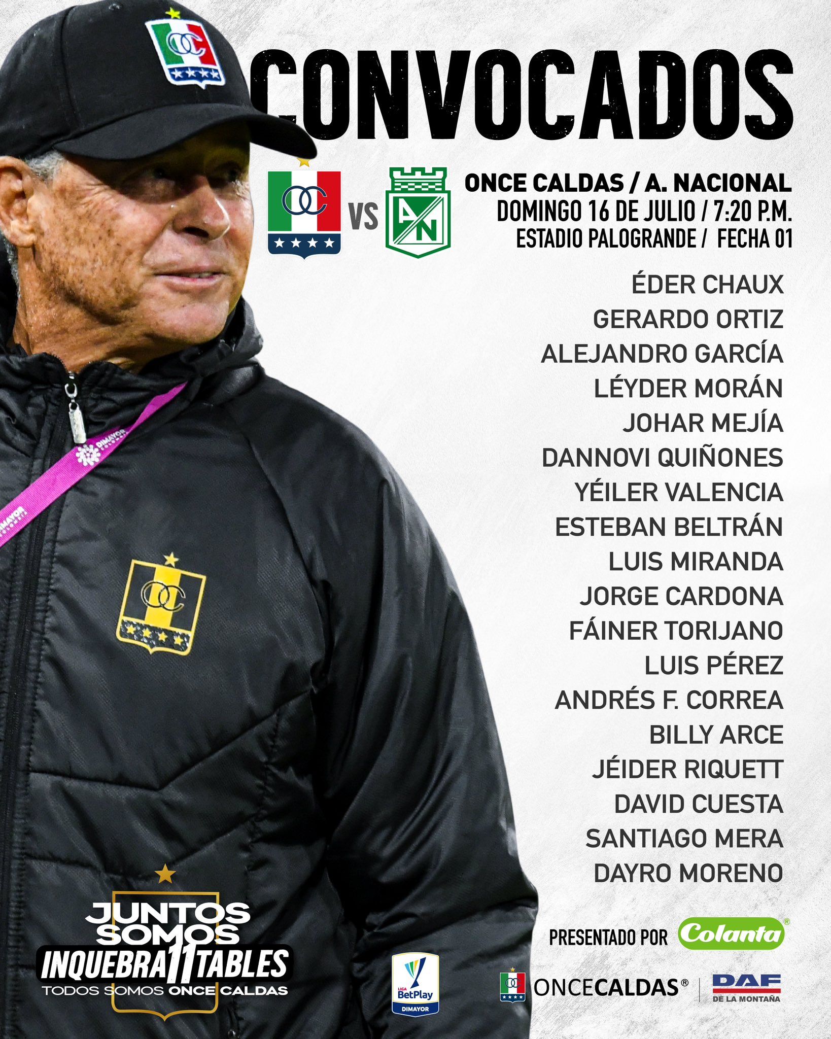 Convocados Once Caldas Fecha 1 Liga BetPlay 2023 II