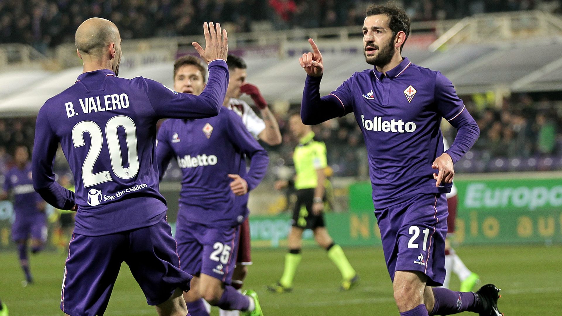 Riccardo Saponara celebrates his scoring Fiorentina Torino Serie A 27022017