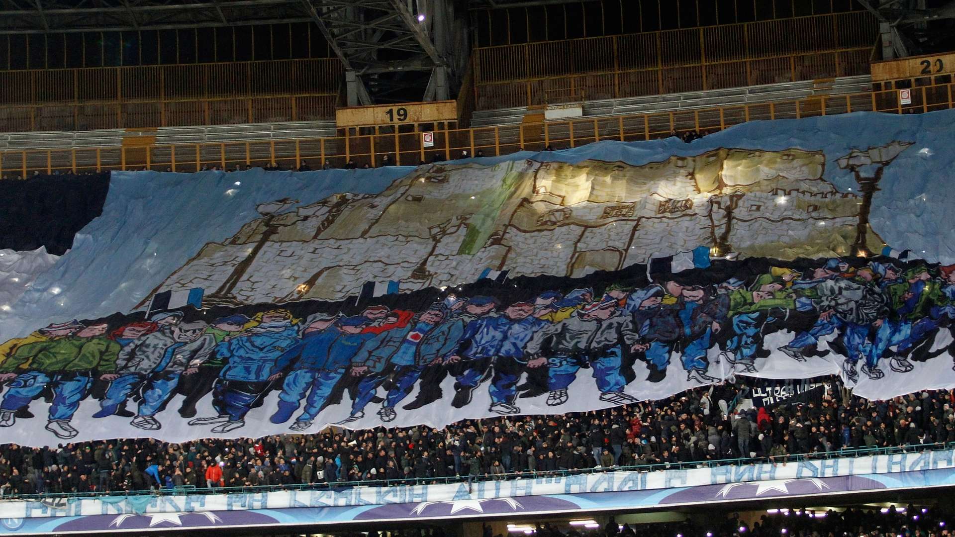 Napoli fans at San Paolo Stadium Napoli Real Madrid UEFA Champions League 03072017