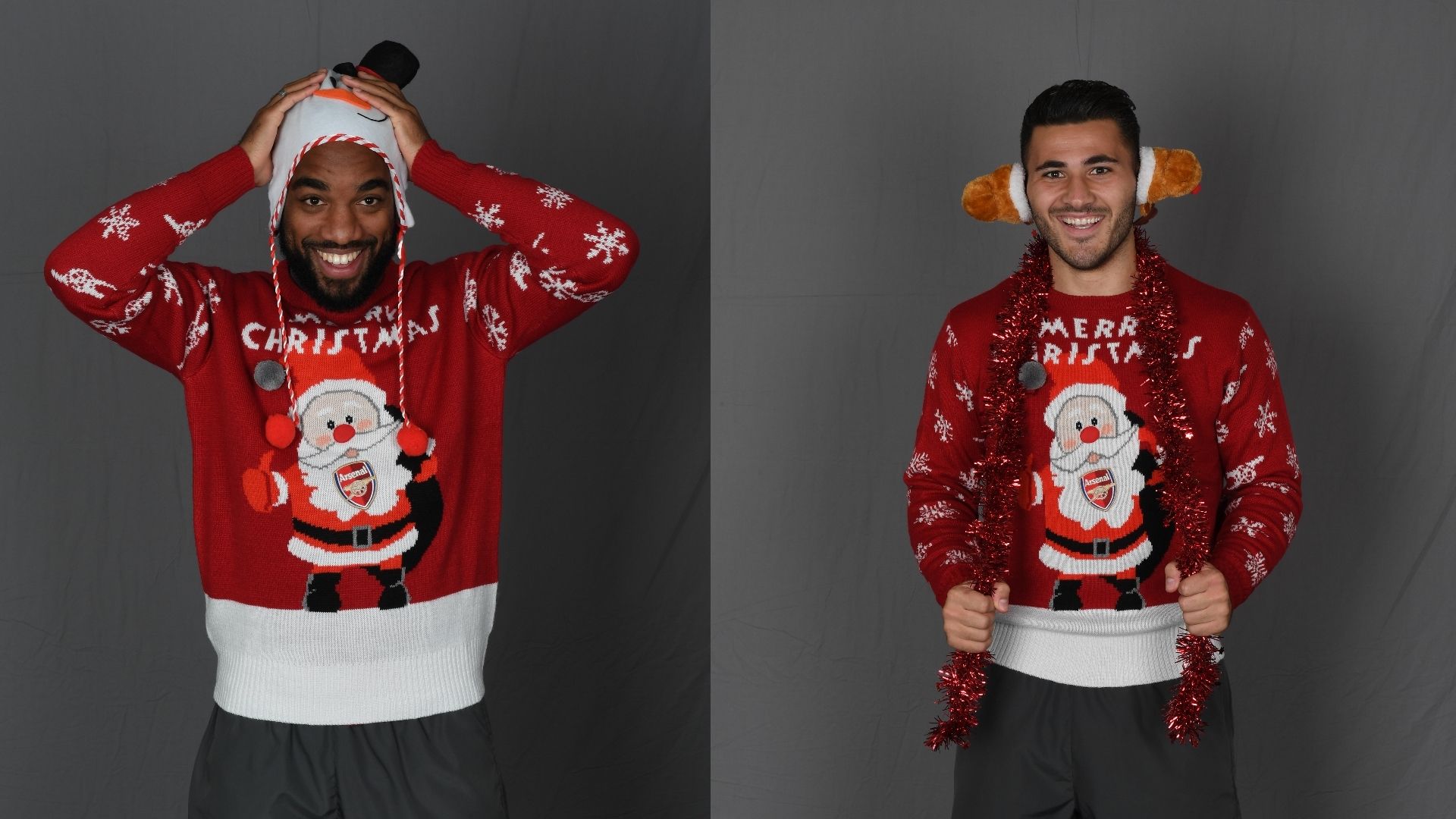 Lacazette, Kolasinac Christmas Jumpers