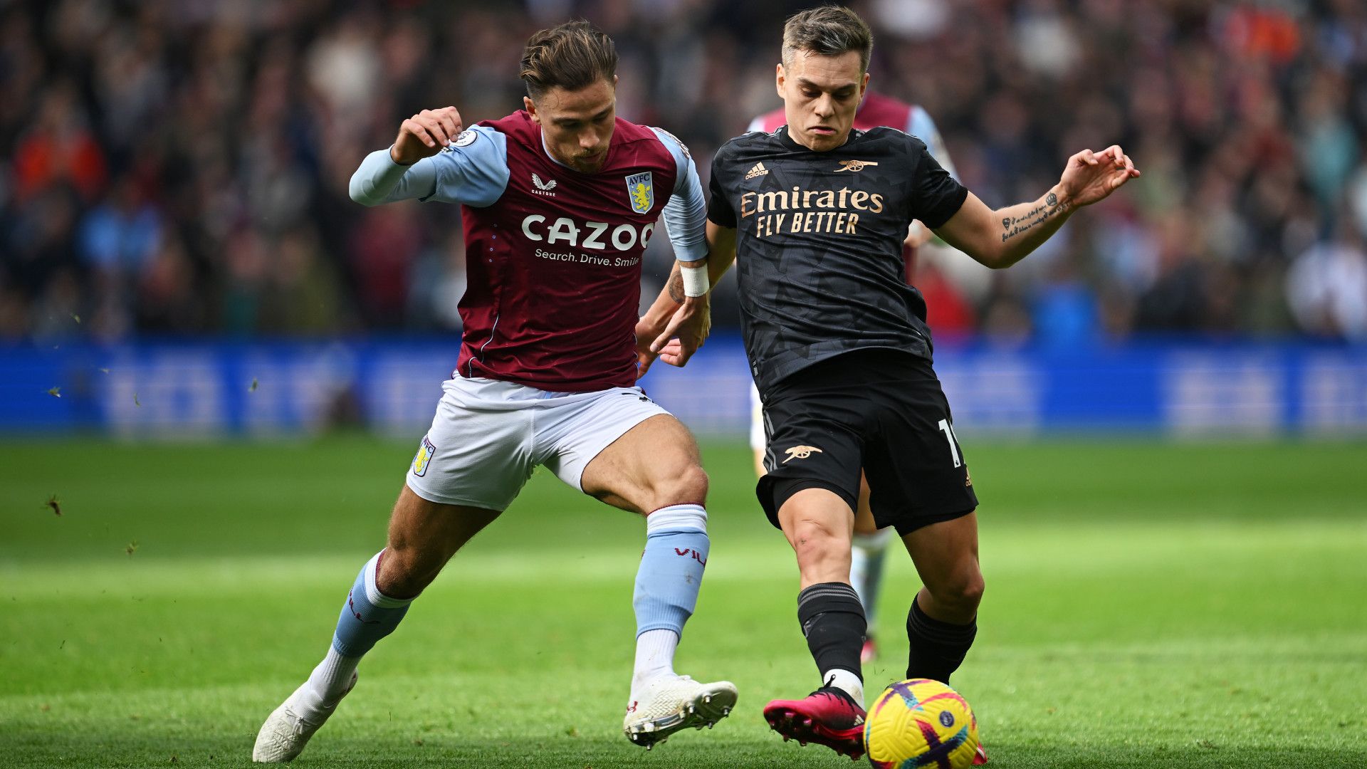 MATTY CASH ASTON VILLA LEANDRO TROSSARD ARSENAL PREMIER LEAGUE 18022023
