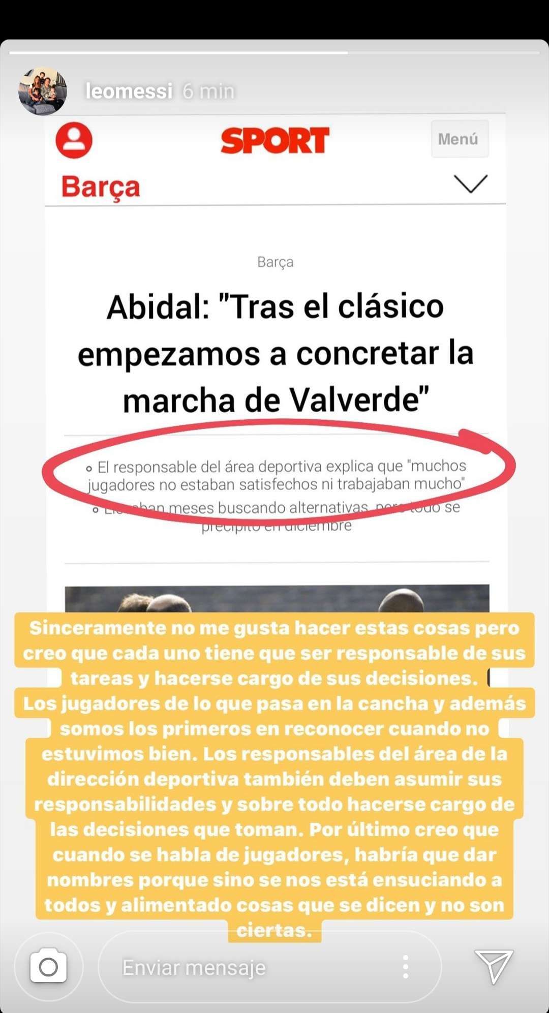 Messi Instagram Story