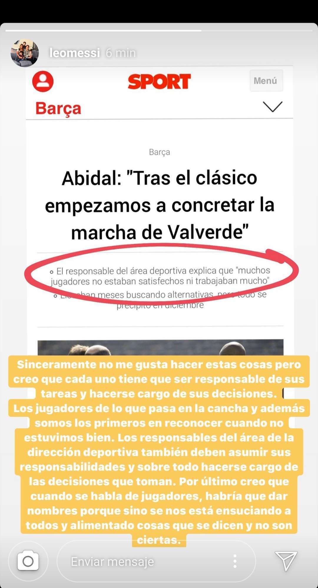 Messi Instagram Story