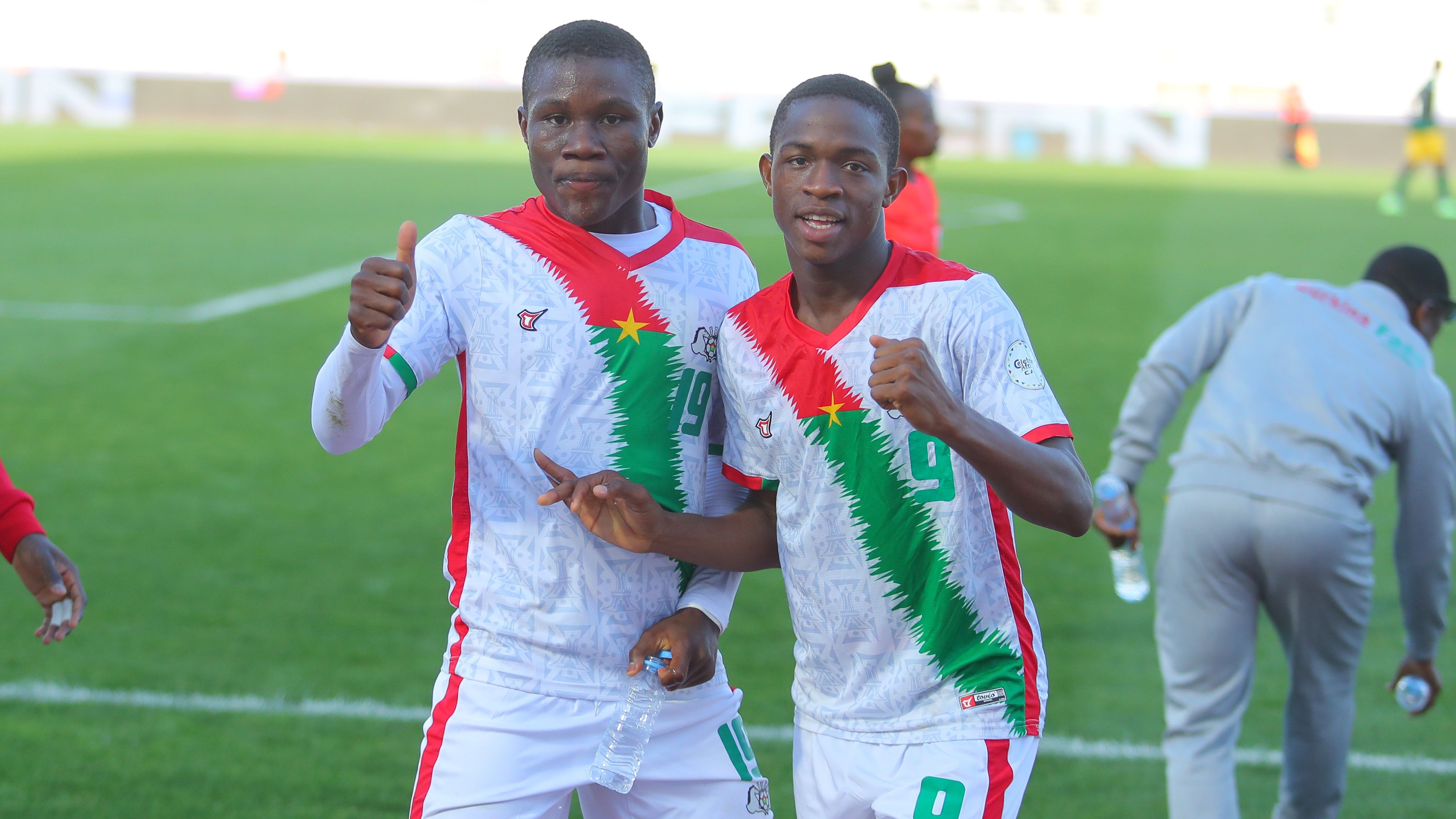 Ashsaraf Tapsoba of Burkina Faso celebrate a goal