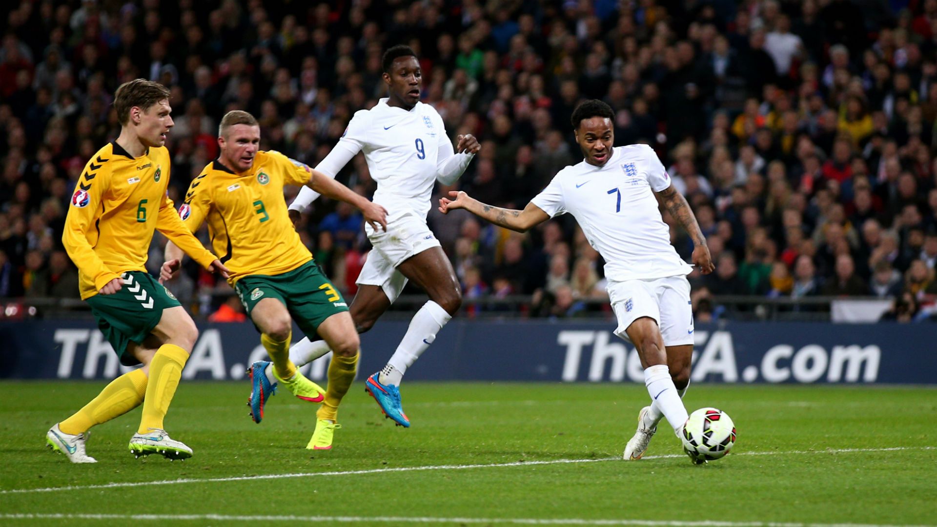 Raheem Sterling Euro 2016 qualifying England v Lithuania 270315