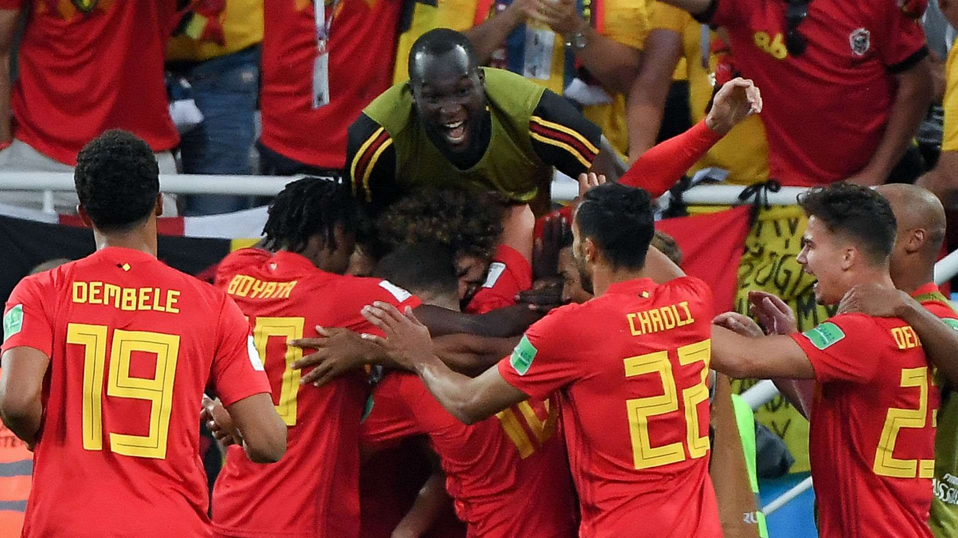 Belgium celebrate goal World Cup