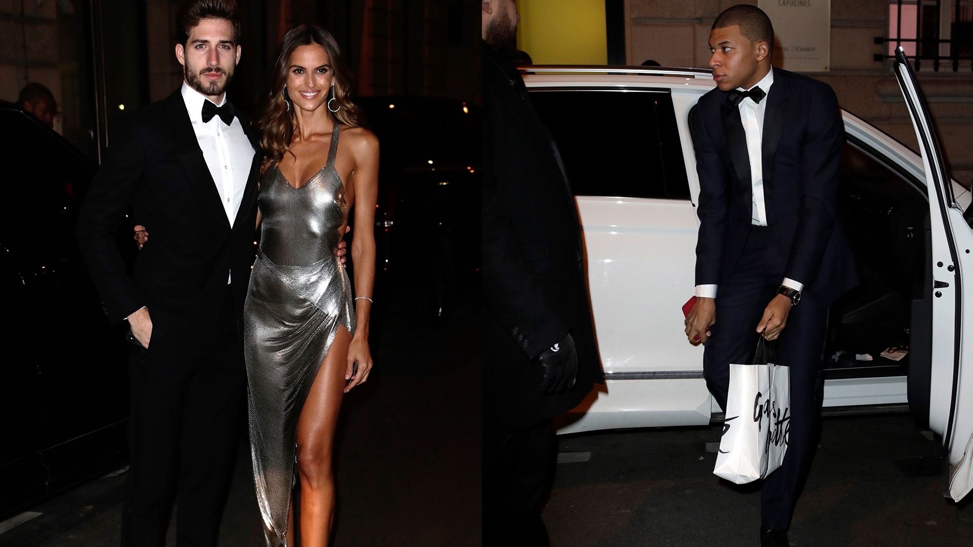 Kevin Trapp (L) and girlfriend Brazilian model Izabel Goulart and Mbappe festa Neymar 04 02 18