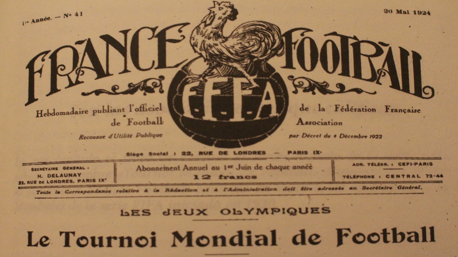 France Football 1924 Olimpíada 01082016